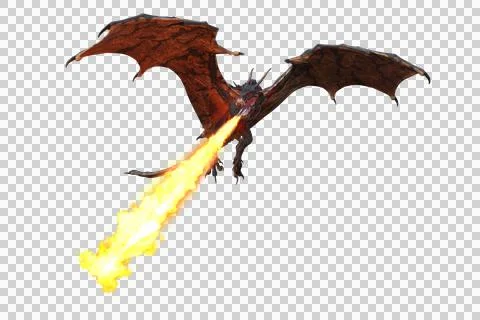3D rendering of a fire breating green dragon or wyvern aiming a stream of fla Illustrazione stock