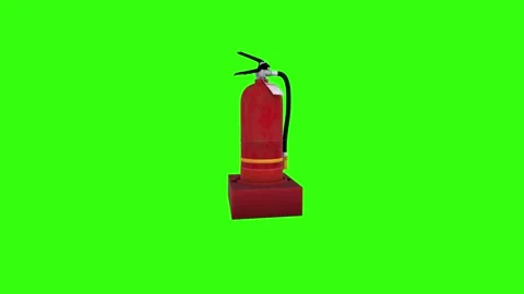 3d rendering of a fire extinguisher on a green background Stock Footage 303594742