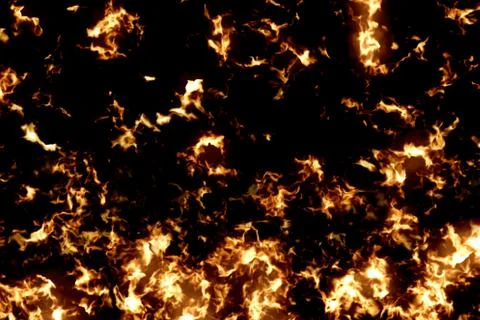 3D rendering, fire flames pattern burn on black background, dangerous flame Stock Illustration