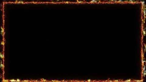 3d rendering of fire frame background. Computer generated flames of fire around Stock Illustration