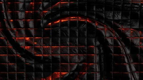 3d rendering fire glow effect through black pattern fabric. Illustrazione stock