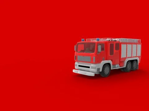 3D rendering of a fire truck isolated in a empty space. Illustrazione stock