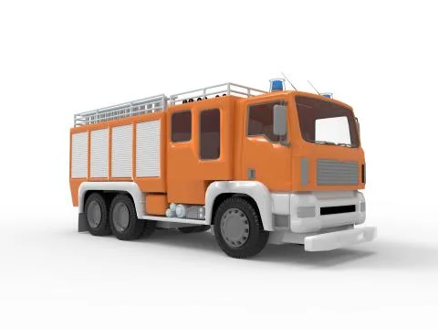 3D rendering of a fire truck isolated in a empty space. Illustrazione stock
