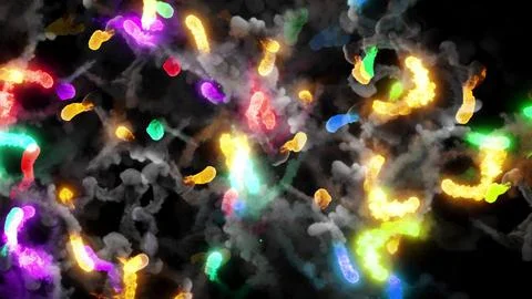3D rendering of fireballs flying along a complex trajectory Stock Illustration