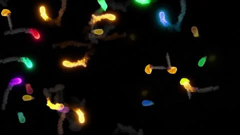 3D rendering of fireballs flying along a complex trajectory Stock Illustration