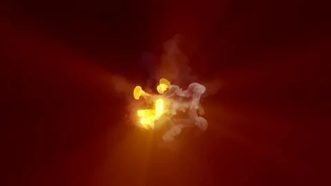 3D rendering of fireballs flying along a complex trajectory Stock Illustration