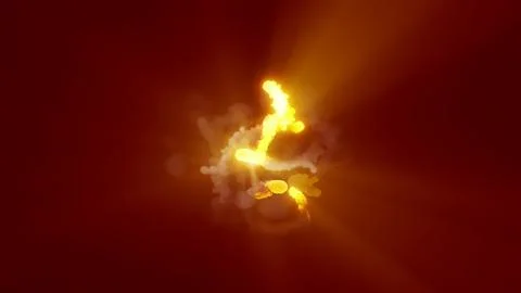 3D rendering of fireballs flying along a complex trajectory Stock Illustration