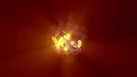 3D rendering of fireballs flying along a complex trajectory Stock Illustration