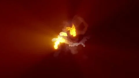 3D rendering of fireballs flying along a complex trajectory Stock Illustration