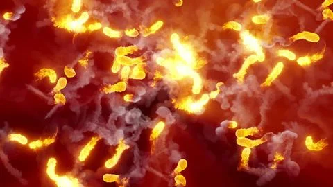 3D rendering of fireballs flying along a complex trajectory Stock Illustration