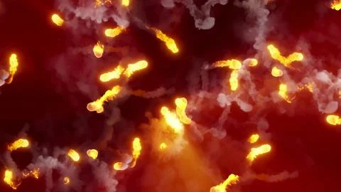 3D rendering of fireballs flying along a complex trajectory Stock Illustration