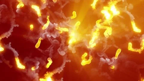 3D rendering of fireballs flying along a complex trajectory Stock Illustration