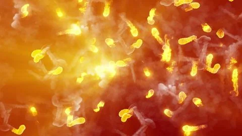 3D rendering of fireballs flying along a complex trajectory Stock Illustration