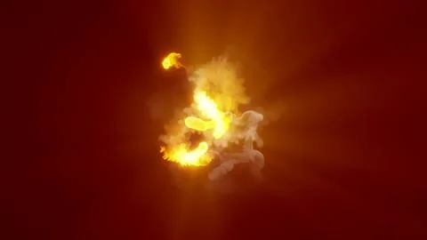 3D rendering of fireballs flying along a complex trajectory Stock Illustration