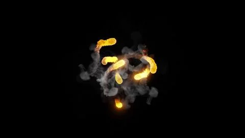 3D rendering of fireballs flying along a complex trajectory Stock Illustration