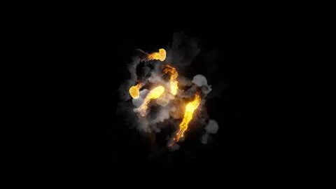 3D rendering of fireballs flying along a complex trajectory Stock Illustration