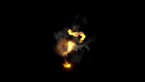 3D rendering of fireballs flying along a complex trajectory Stock Illustration