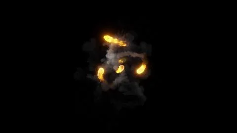3D rendering of fireballs flying along a complex trajectory Stock Illustration
