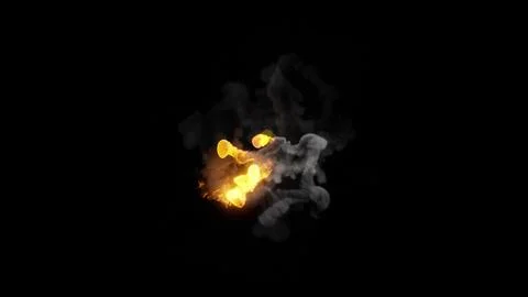 3D rendering of fireballs flying along a complex trajectory Stock Illustration