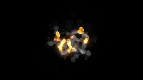 3D rendering of fireballs flying along a complex trajectory Stock Illustration