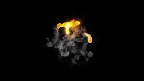 3D rendering of fireballs flying along a complex trajectory Stock Illustration