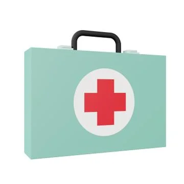 3d rendering of first-aid box, 3d icons, pastel minimal cartoon style  isolat Stock Illustration