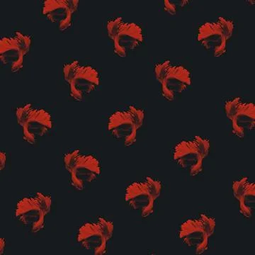 3d rendering of a fish monochrome pattern on a black background Stock Illustration