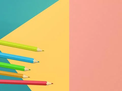 3d rendering five pencils on a colored background, back to school 스톡 일러스트