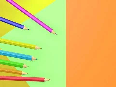 3d rendering five pencils on a colored background, back to school 스톡 일러스트