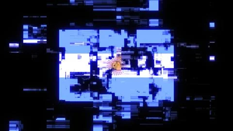 3D rendering flag Argentina with screen effects of technological glitches Illustrazione stock