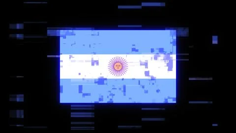 3D rendering flag Argentina with screen effects of technological glitches Stock Illustration