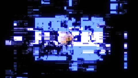 3D rendering flag Argentina with screen effects of technological glitches Stock Illustration