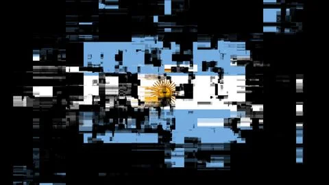 3D rendering flag Argentina with screen effects of technological glitches Stock Illustration