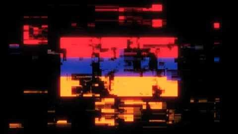 3D rendering flag Armenia with screen effects of technological glitches Stock Illustration