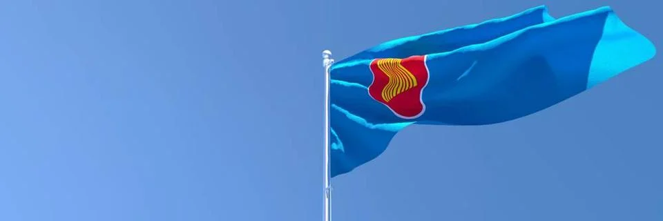 3D rendering of the flag of ASEAN waving in the wind 3D rendering of the f... Stock Photos