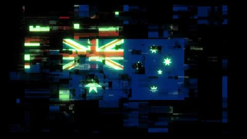 3D rendering flag Australia with screen effects of technological glitches Stock-Illustration