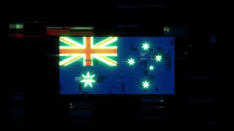 3D rendering flag Australia with screen effects of technological glitches Stock-Illustration
