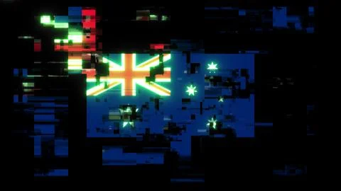 3D rendering flag Australia with screen effects of technological glitches Stock-Illustration