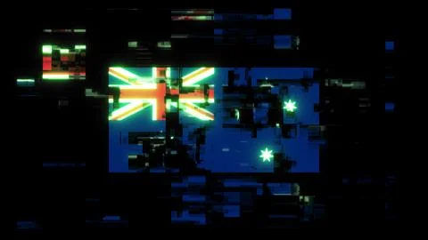3D rendering flag Australia with screen effects of technological glitches Stockillustratie
