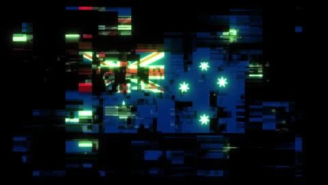 3D rendering flag Australia with screen effects of technological glitches Stock-Illustration