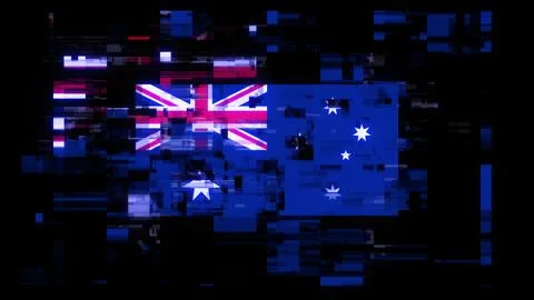 3D rendering flag Australia with screen effects of technological glitches Stock-Illustration