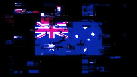 3D rendering flag Australia with screen effects of technological glitches Stock-Illustration