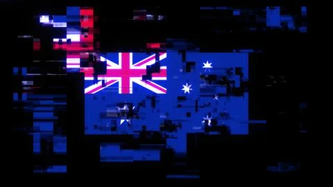 3D rendering flag Australia with screen effects of technological glitches Stock-Illustration