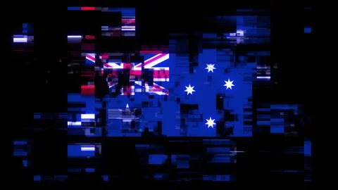 3D rendering flag Australia with screen effects of technological glitches Stock-Illustration