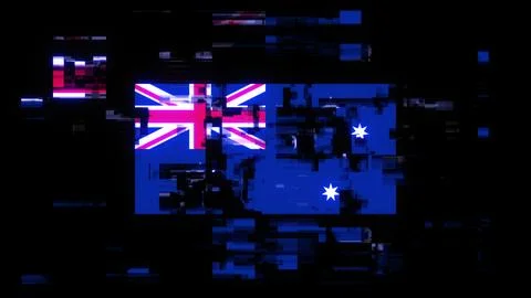 3D rendering flag Australia with screen effects of technological glitches Stock-Illustration