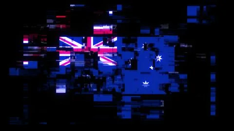 3D rendering flag Australia with screen effects of technological glitches Stock-Illustration