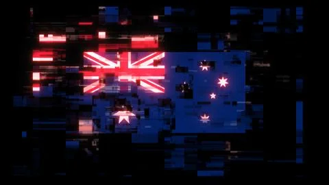 3D rendering flag Australia with screen effects of technological glitches Stock-Illustration