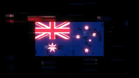 3D rendering flag Australia with screen effects of technological glitches Stock Illustration