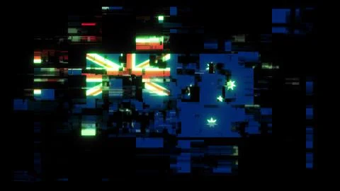3D rendering flag Australia with screen effects of technological glitches Stock-Illustration