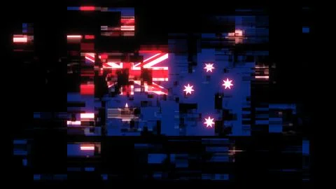 3D rendering flag Australia with screen effects of technological glitches Stock-Illustration
